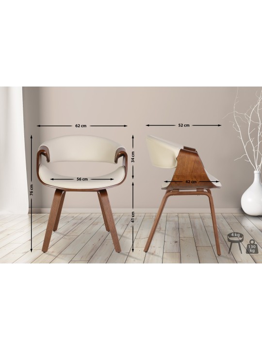Lot de 2 chaises de salle à manger Foley simili cuir, chêne/crème