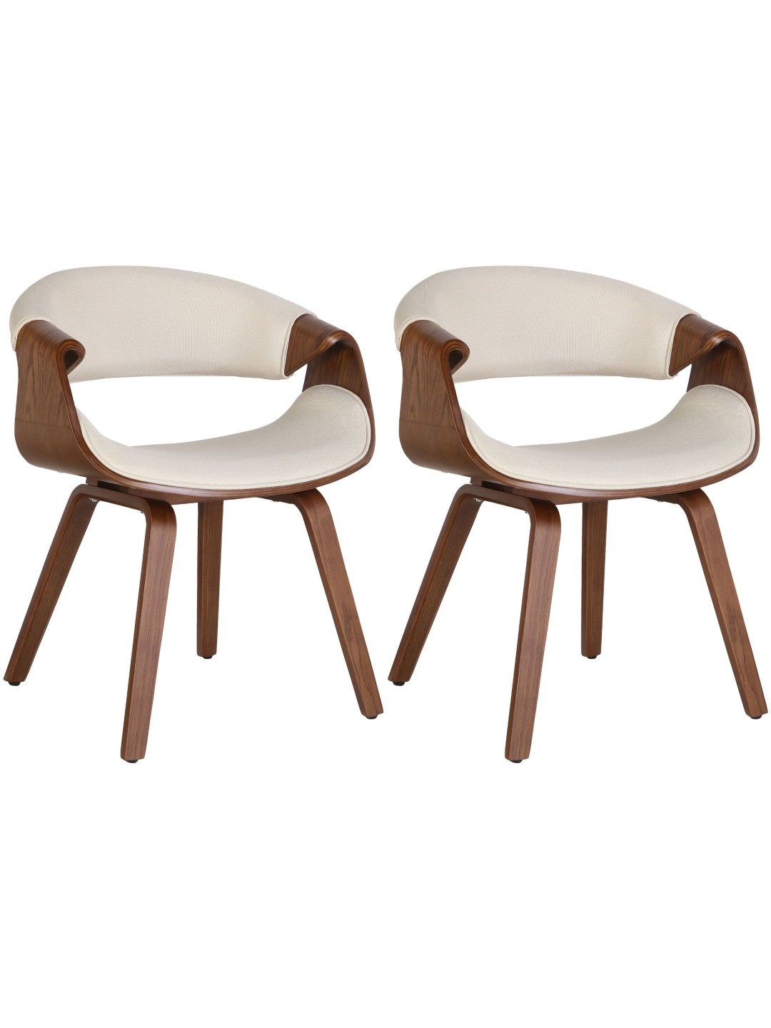 Lot de 2 chaises de salle à manger Foley en tissu, chêne/crème