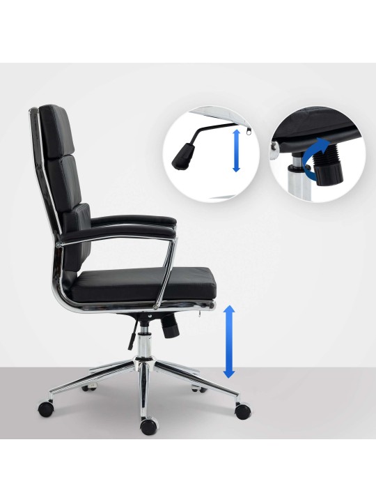 Chaise de bureau Cleveland simili cuir, noir