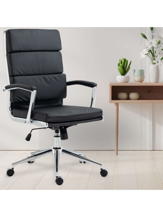 Chaise de bureau Cleveland simili cuir, noir