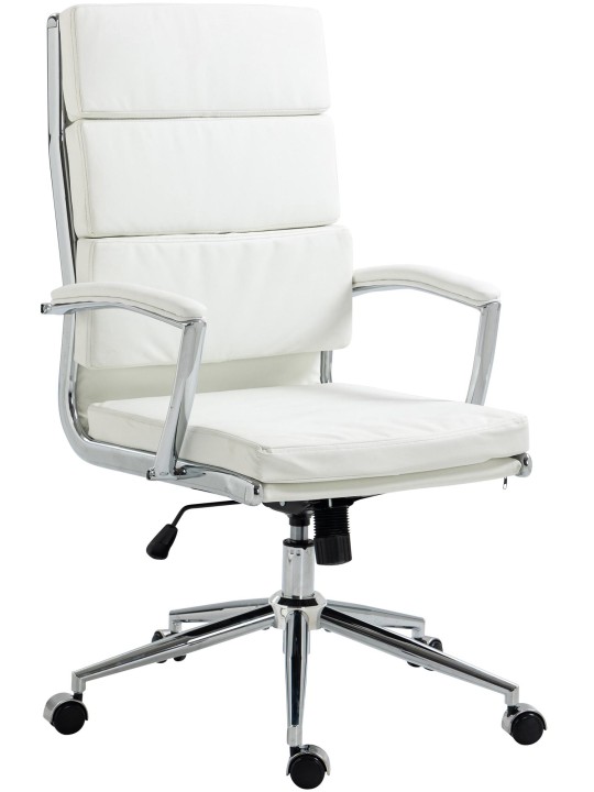 Chaise de bureau Cleveland simili cuir, blanc