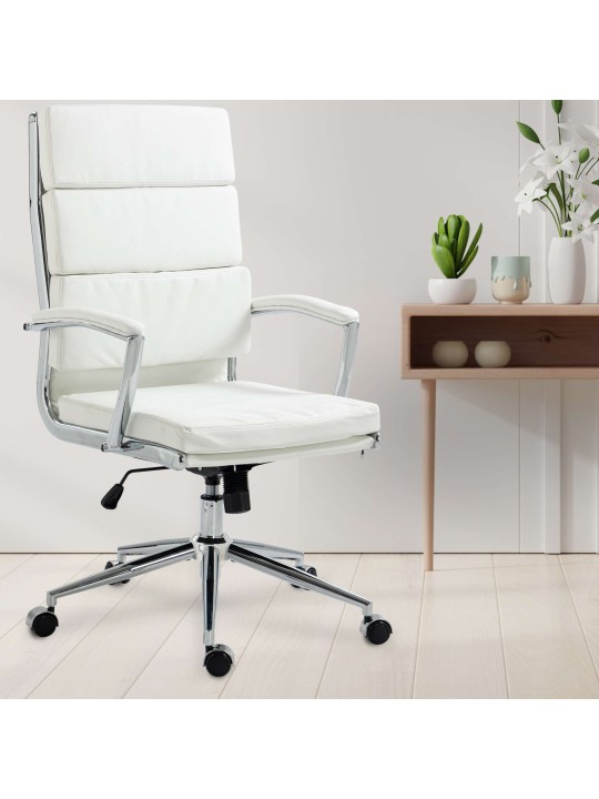 Chaise de bureau Cleveland simili cuir, blanc