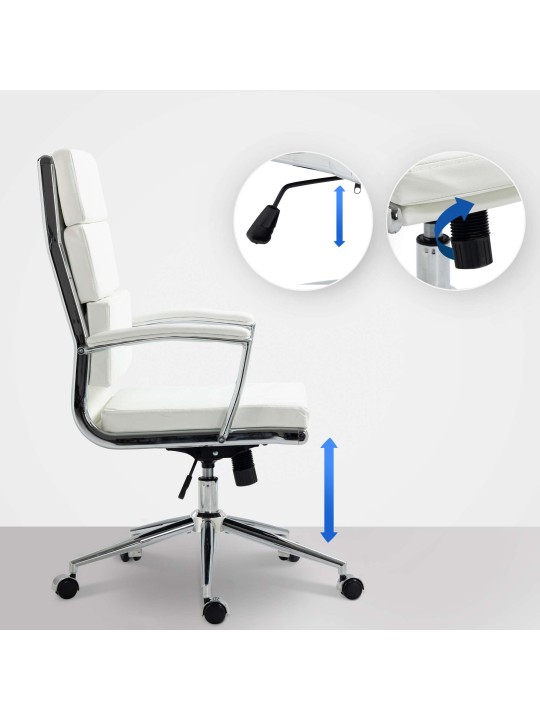 Chaise de bureau Cleveland simili cuir, blanc