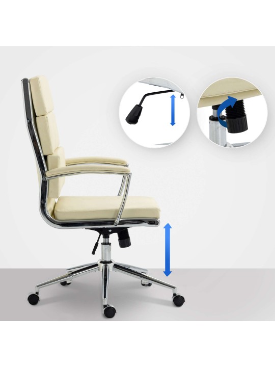 Chaise de bureau Cleveland simili cuir, crème Chaise de bureau Cleveland simili cuir, crème