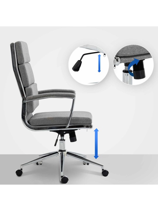 Chaise de bureau Cleveland tissu, gris