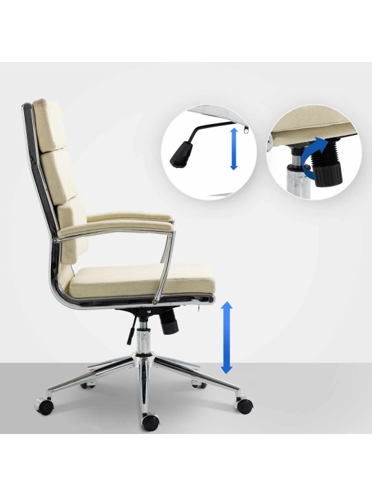 Chaise de bureau Cleveland tissu, crème