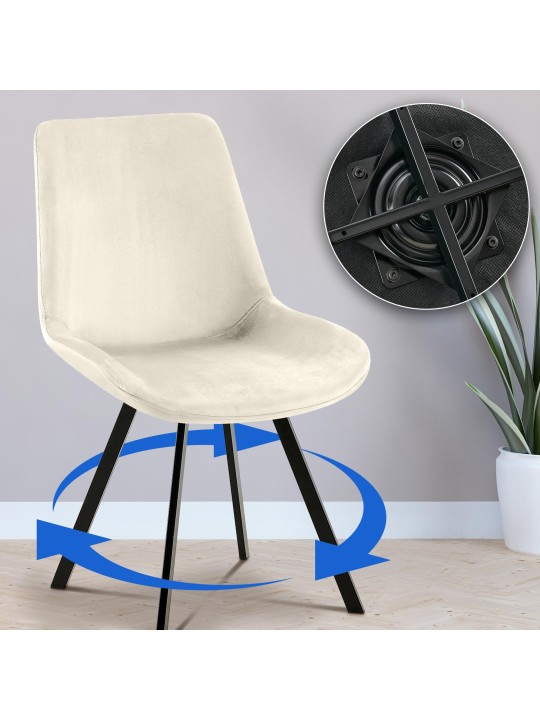 Chaise de salle à manger en velours Lewes, crème Chaise de salle à manger en velours Lewes, crème