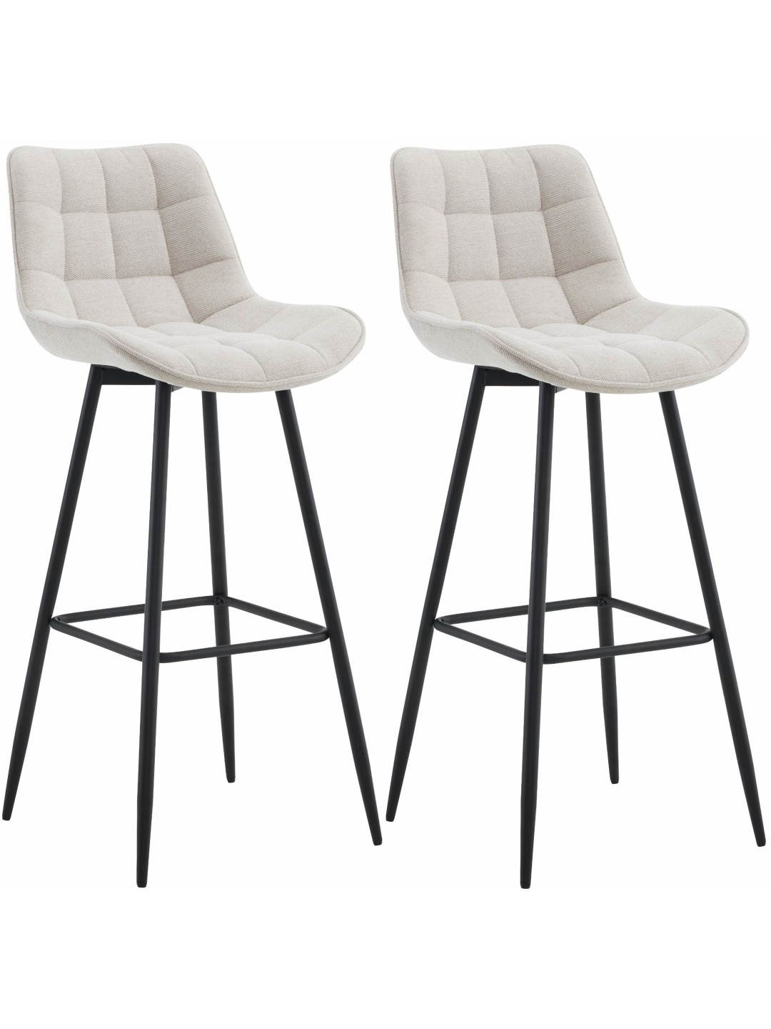Lot de 2 tabourets de bar tissu Dartford, crème