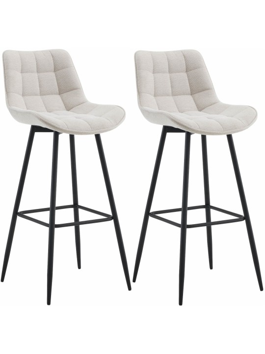 Lot de 2 tabourets de bar tissu Dartford, crème
