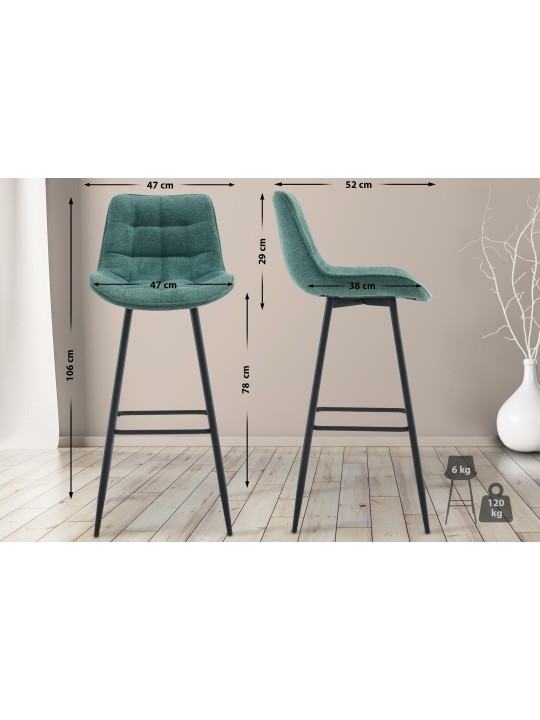 Lot de 2 tabourets de bar tissu Dartford, vert