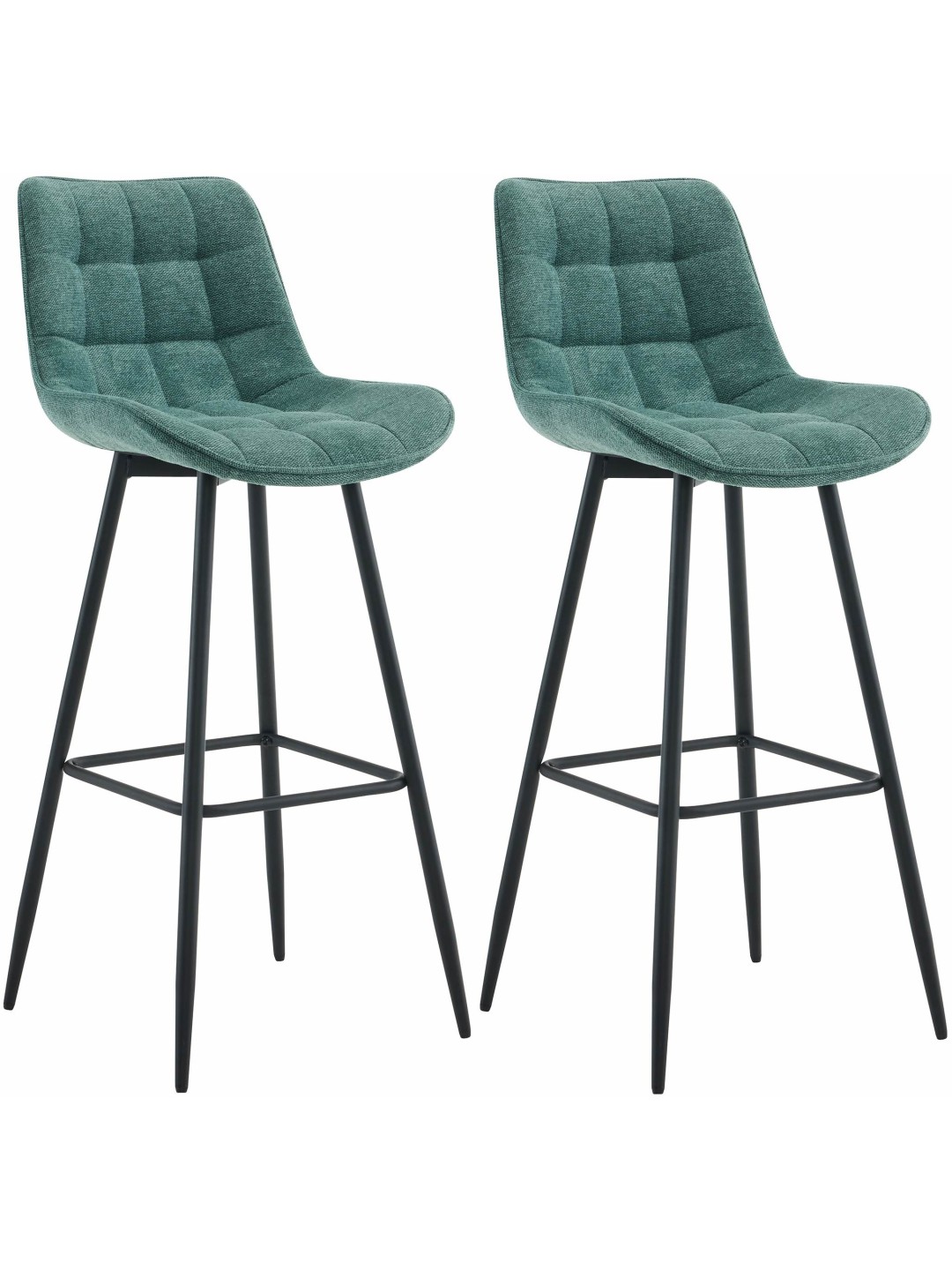 Lot de 2 tabourets de bar tissu Dartford, vert