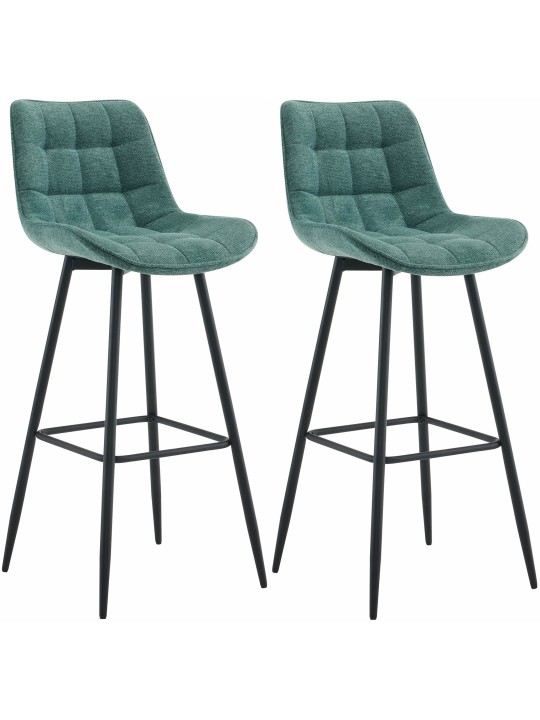 Lot de 2 tabourets de bar tissu Dartford, vert