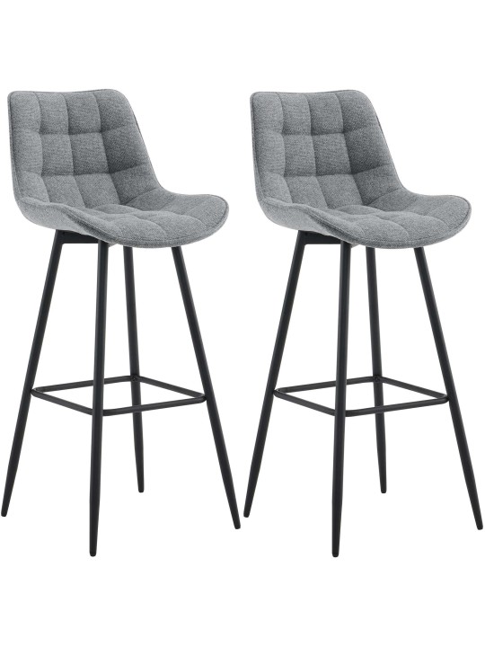 Lot de 2 tabourets de bar tissu Dartford, gris