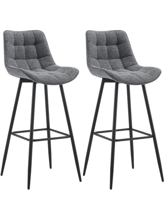 Lot de 2 tabourets de bar tissu Dartford, gris foncé
