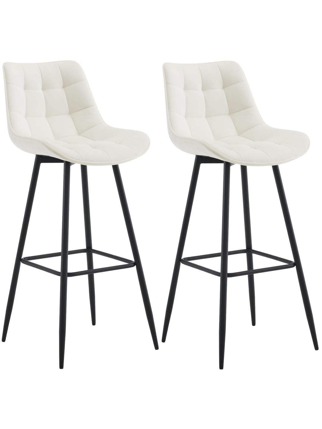 Lot de 2 tabourets de bar Dartford velours, crème