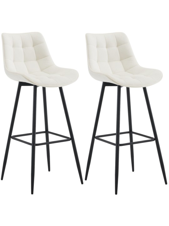 Lot de 2 tabourets de bar Dartford velours, crème Lot de 2 tabourets de bar Dartford velours, crème