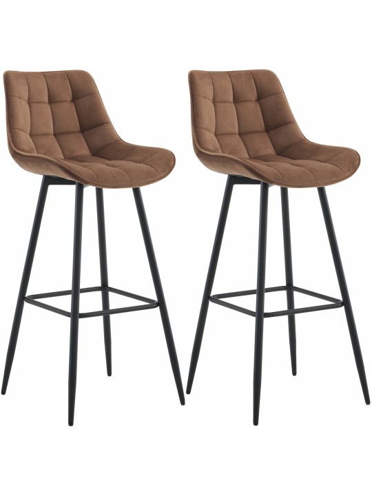 Lot de 2 tabourets de bar Dartford velours, brun Lot de 2 tabourets de bar Dartford velours, brun