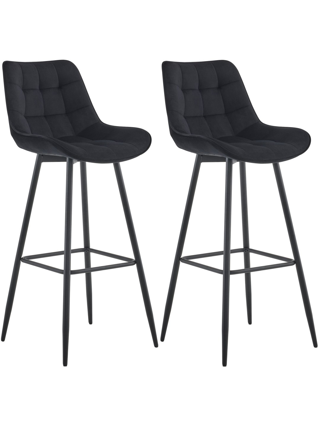 Lot de 2 tabourets de bar Dartford velours, noir