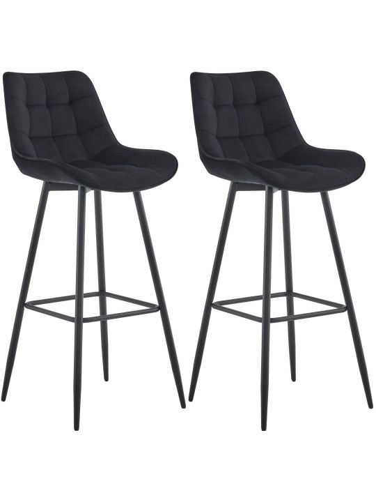 Lot de 2 tabourets de bar Dartford velours, noir Lot de 2 tabourets de bar Dartford velours, noir