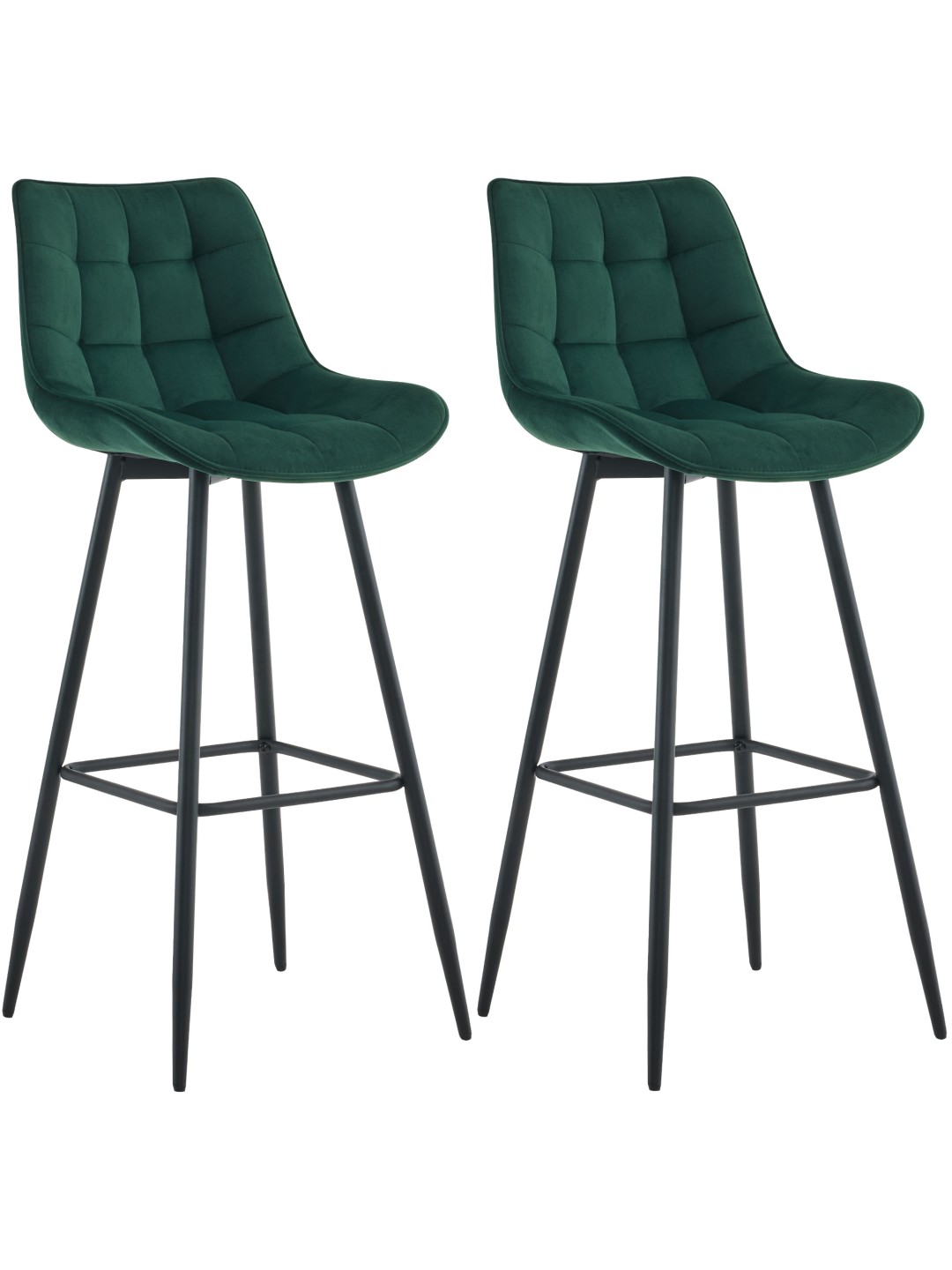 Lot de 2 tabourets de bar Dartford velours, vert