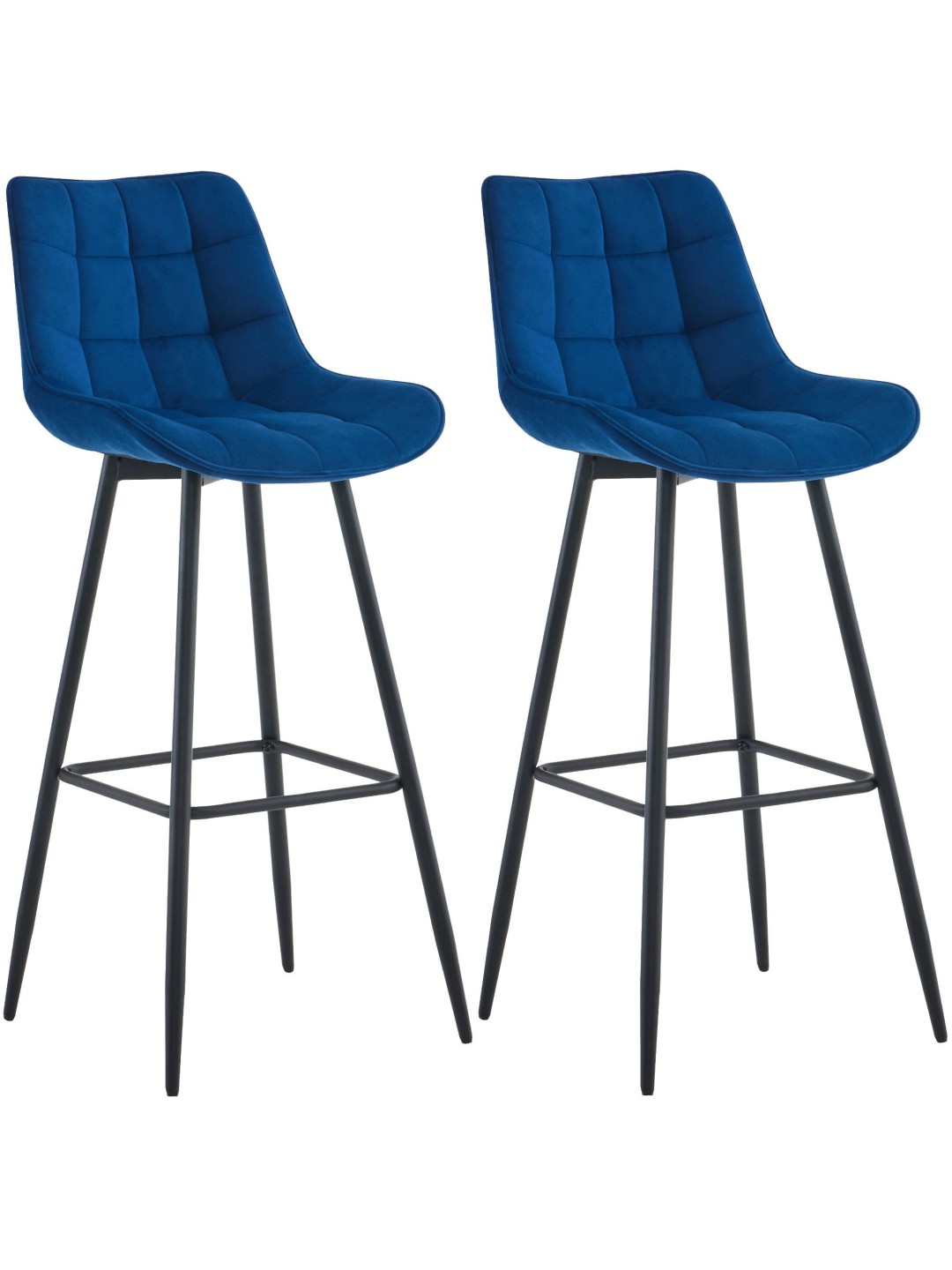 Lot de 2 tabourets de bar Dartford velours, bleu
