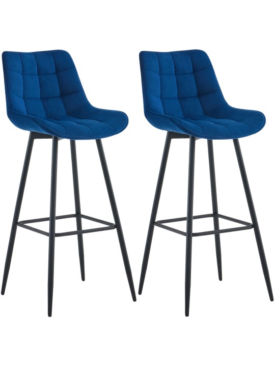 Lot de 2 tabourets de bar Dartford velours, bleu Lot de 2 tabourets de bar Dartford velours, bleu
