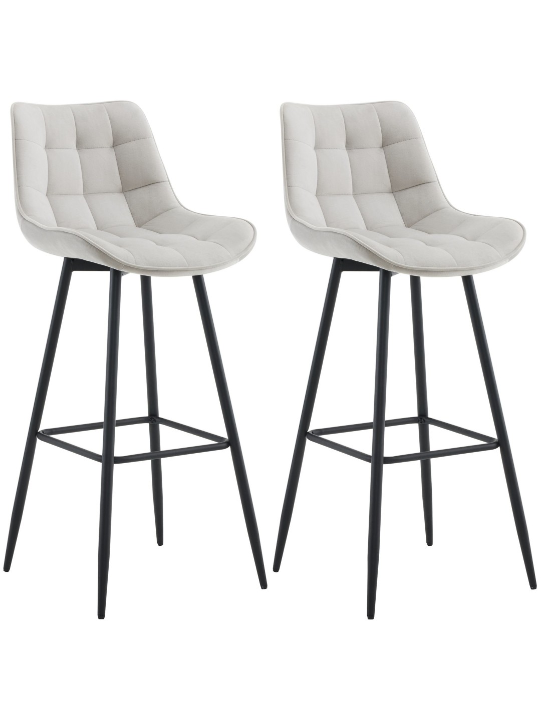 Lot de 2 tabourets de bar Dartford velours, gris