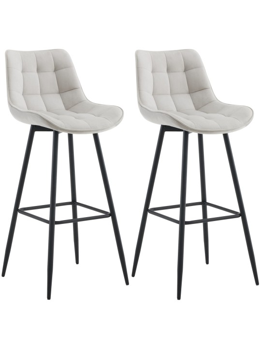 Lot de 2 tabourets de bar Dartford velours, gris Lot de 2 tabourets de bar Dartford velours, gris