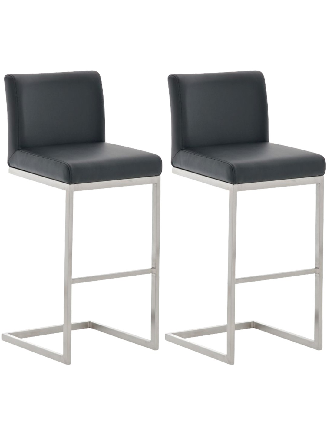 Lot de 2 tabourets de bar Paros simili cuir, noir