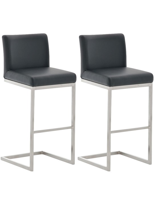 Lot de 2 tabourets de bar Paros simili cuir, noir