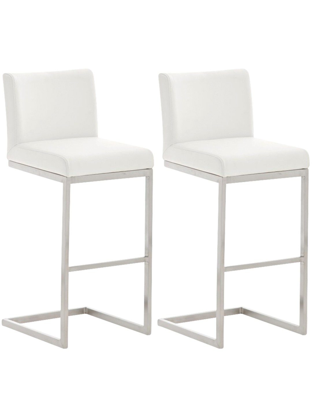 Lot de 2 tabourets de bar Paros simili cuir, blanc