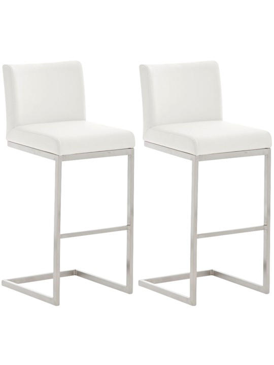 Lot de 2 tabourets de bar Paros simili cuir, blanc
