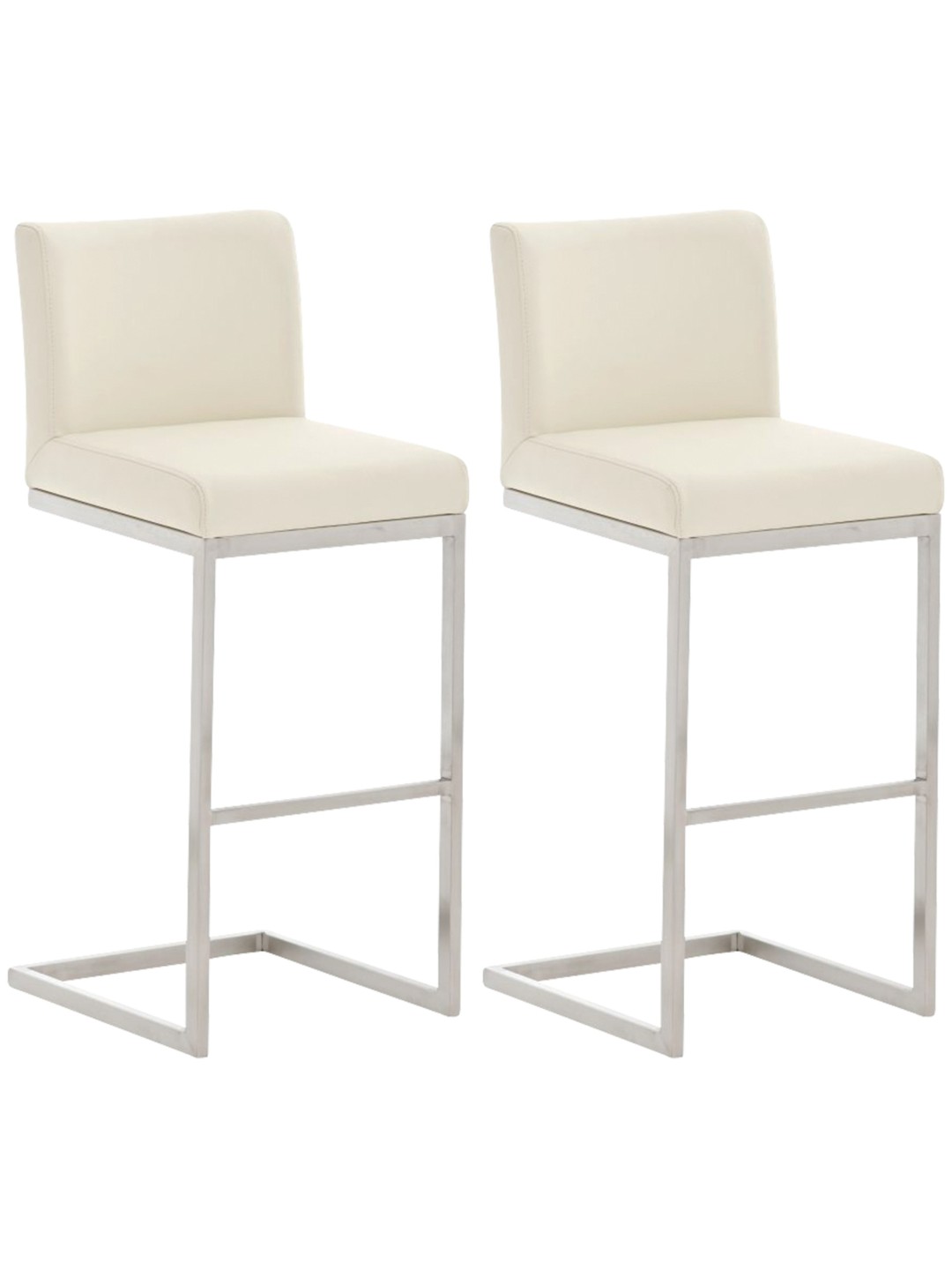 Lot de 2 tabourets de bar Paros simili cuir, crème