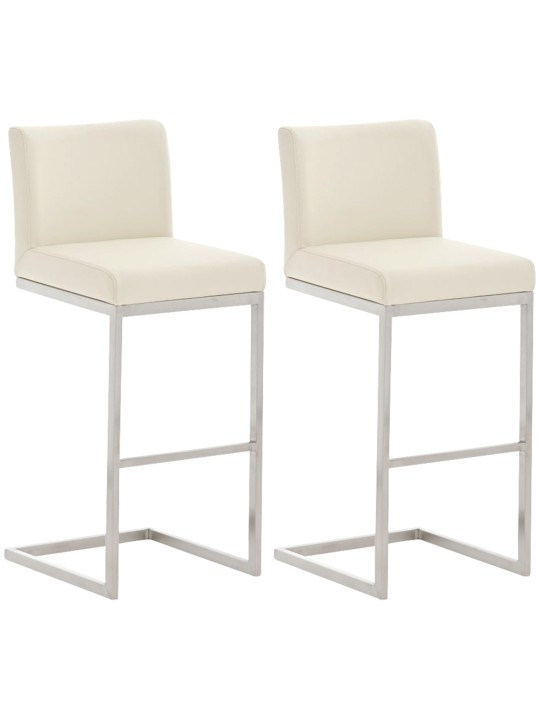 Lot de 2 tabourets de bar Paros simili cuir, crème