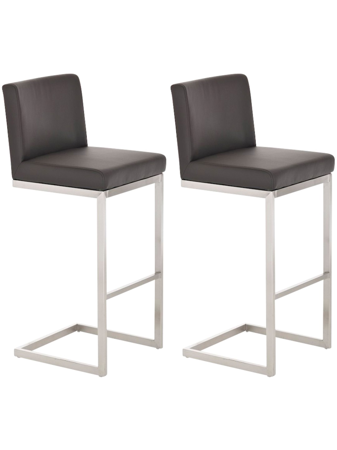 Lot de 2 tabourets de bar Paros simili cuir, brun