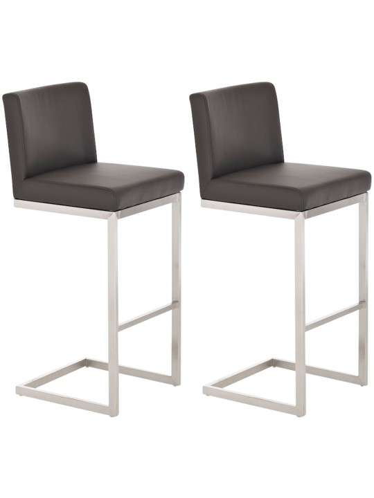 Lot de 2 tabourets de bar Paros simili cuir, brun