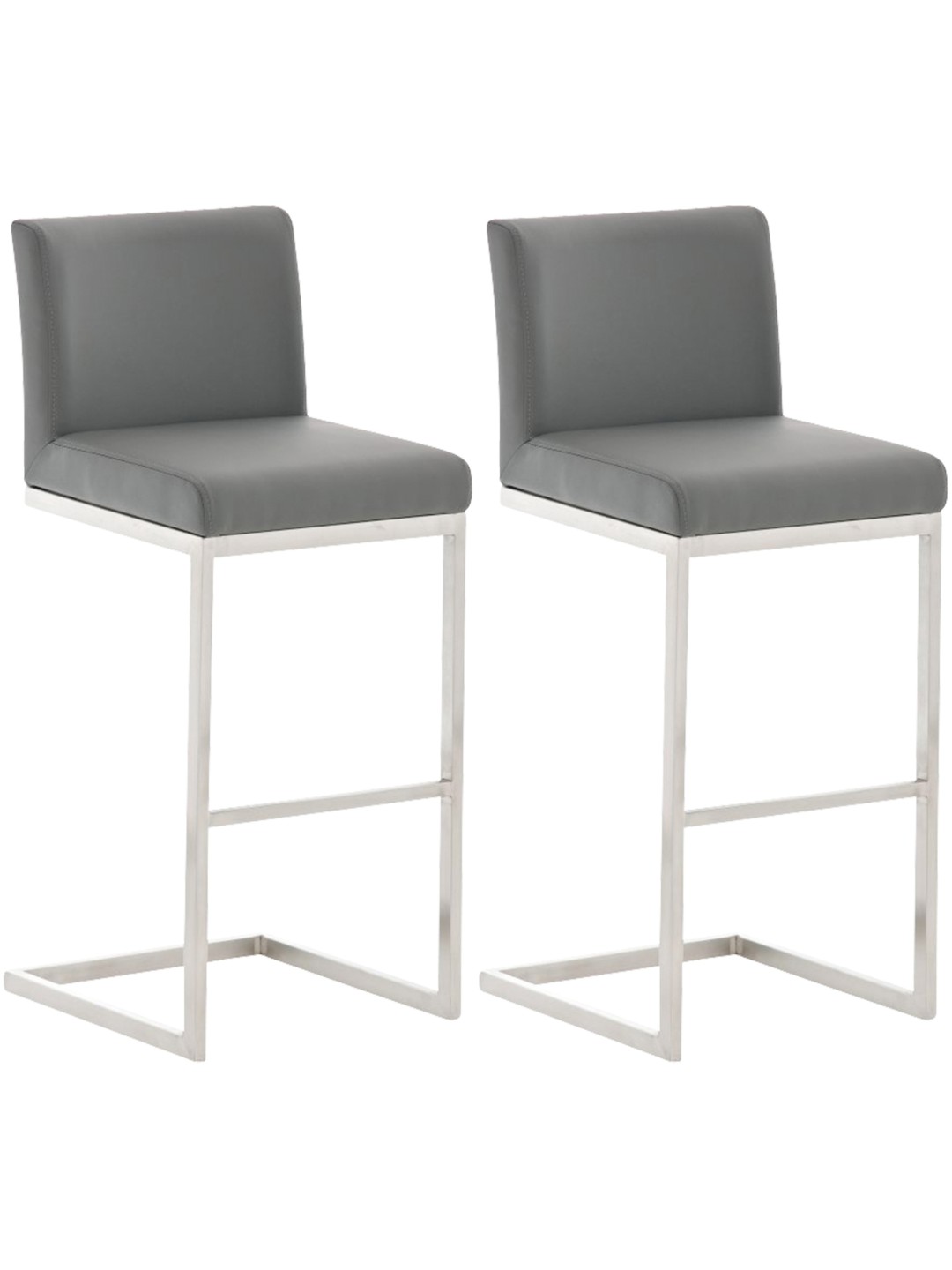 Lot de 2 tabourets de bar Paros simili cuir, gris