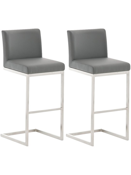 Lot de 2 tabourets de bar Paros simili cuir, gris Lot de 2 tabourets de bar Paros simili cuir, gris
