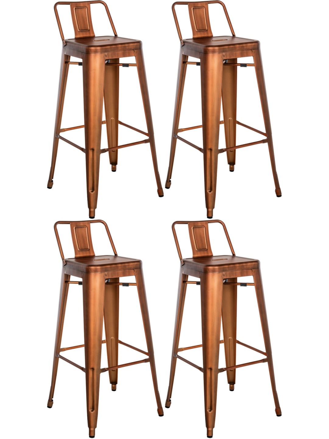 Lot de 4 tabourets de bar Mason, cuivre
