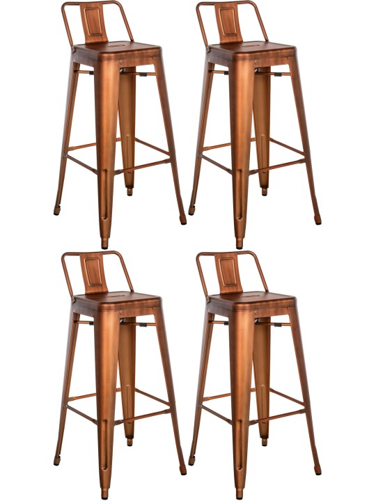 Lot de 4 tabourets de bar Mason, cuivre