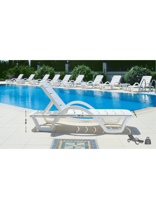 Lot de 10 bains de soleil Havana, blanc Lot de 10 bains de soleil Havana, blanc