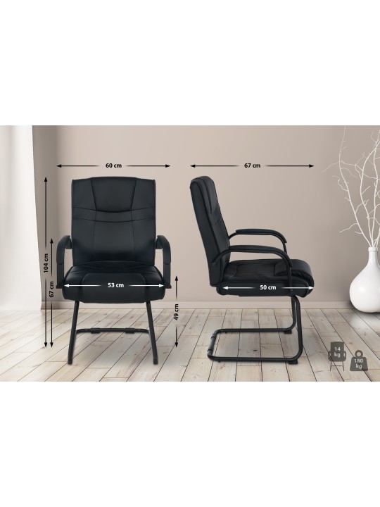 Lot de 2 chaises Attila, noir/noir
