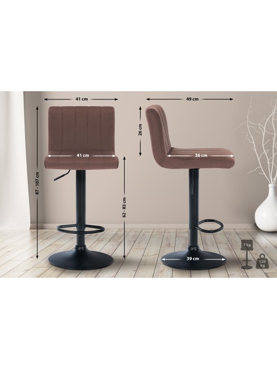 Tabouret de bar Jamie velours, brun