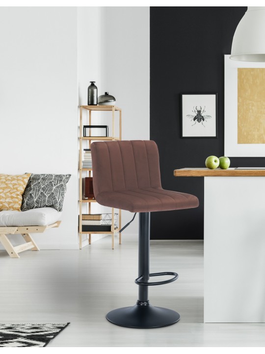 Lot de 2 tabourets de bar Jamie velours, brun