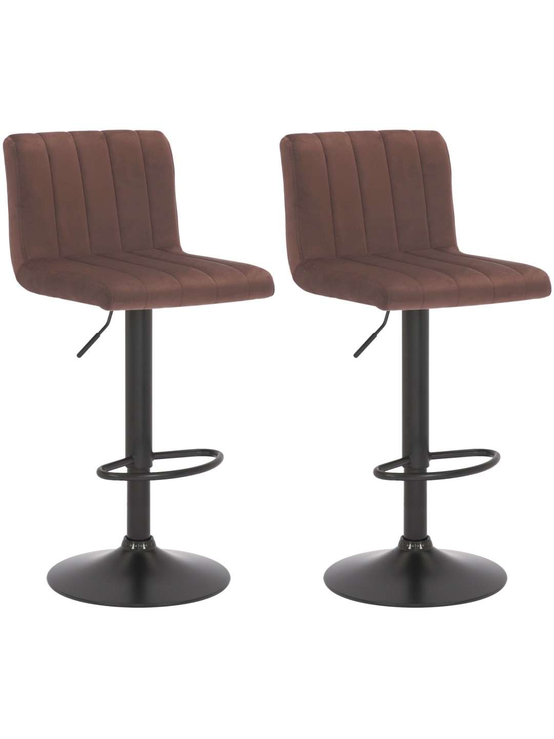 Lot de 2 tabourets de bar Jamie velours, brun