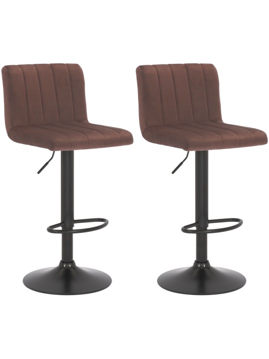 Lot de 2 tabourets de bar Jamie velours, brun