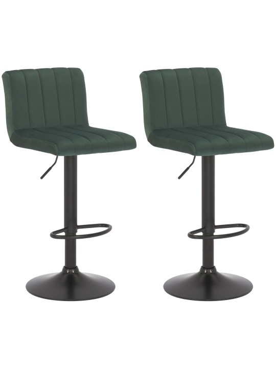 Lot de 2 tabourets de bar Jamie velours, vert