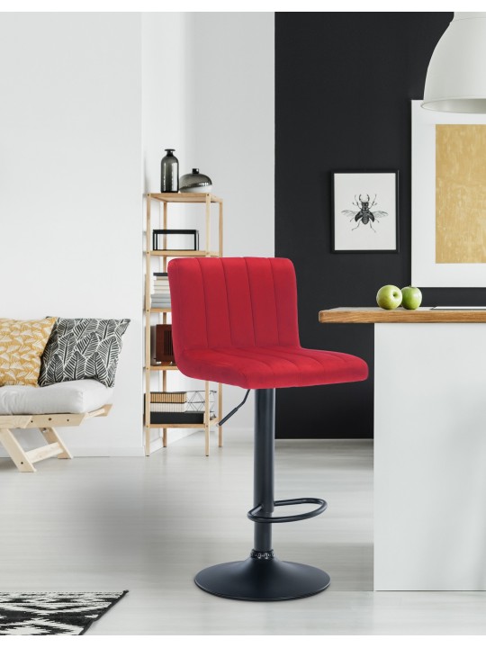 Lot de 2 tabourets de bar Jamie velours, rouge