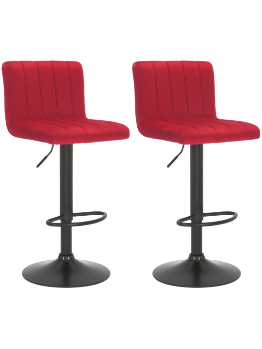 Lot de 2 tabourets de bar Jamie velours, rouge