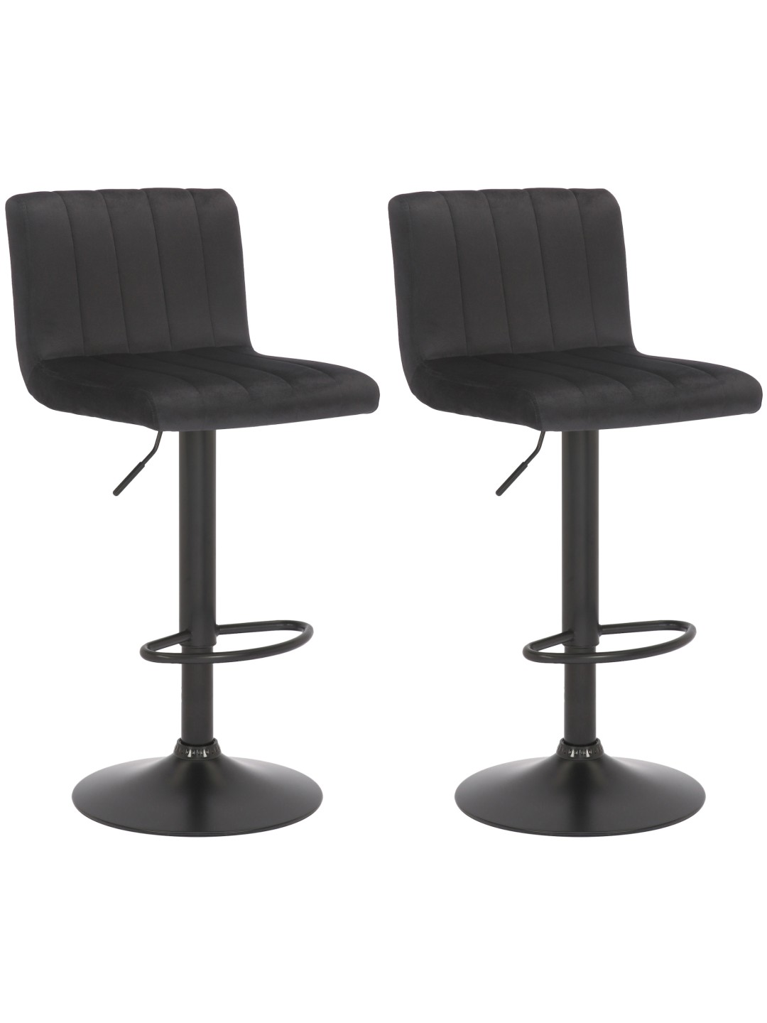 Lot de 2 tabourets de bar Jamie velours, noir